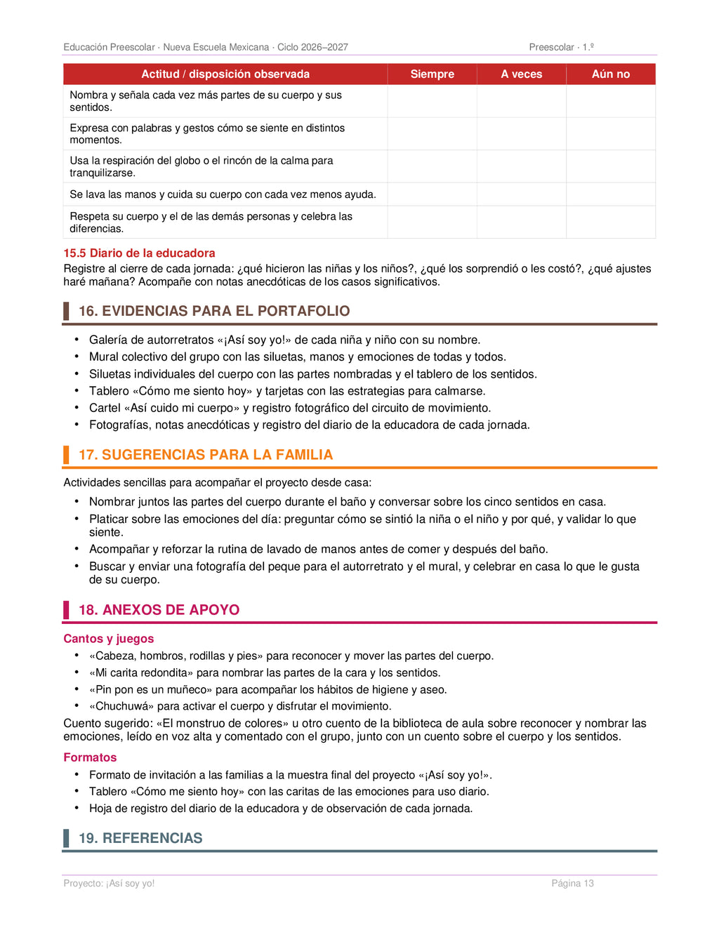 PLANEACIONES PREESCOLAR 1ER GRADO - CICLO ESCOLAR 2026-2027