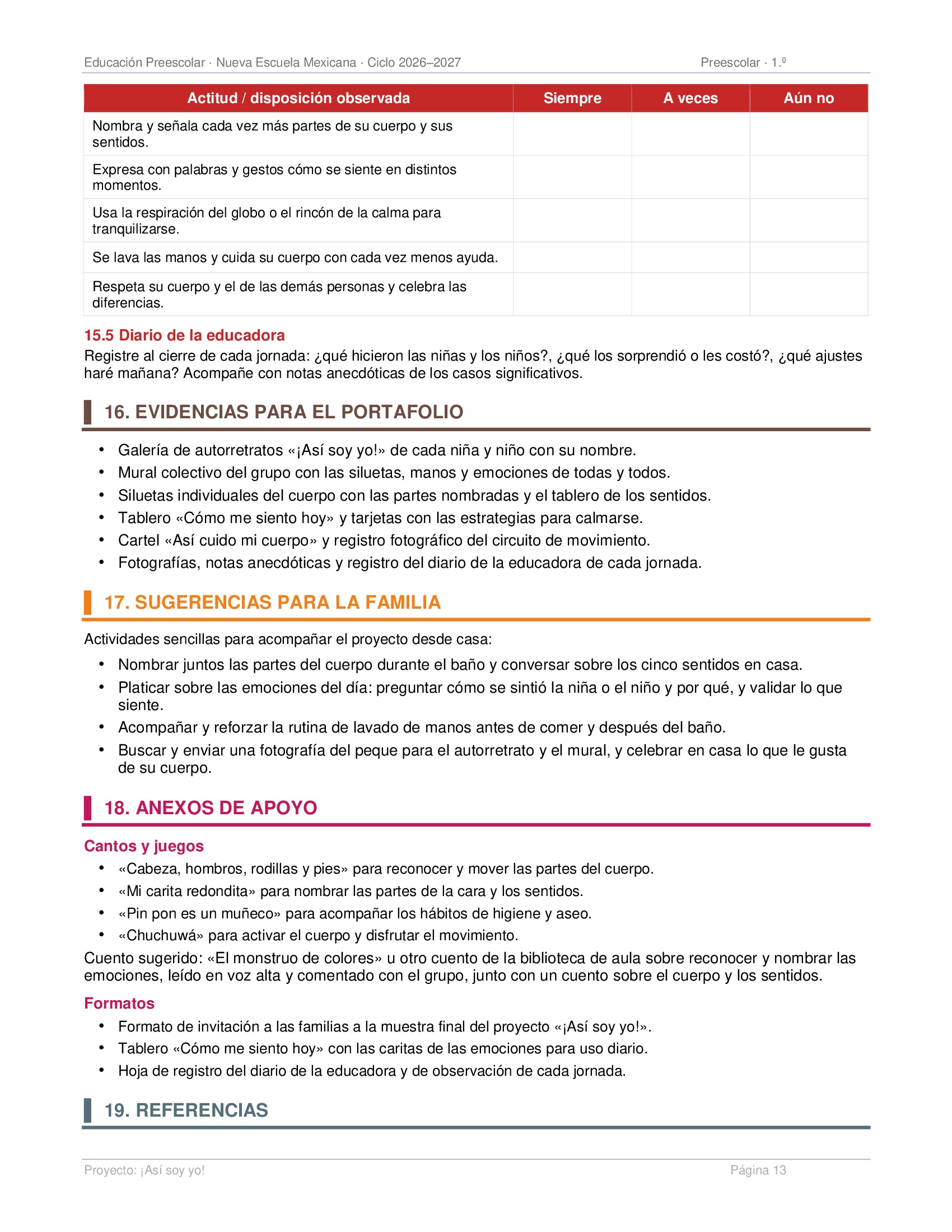 PLANEACIONES PREESCOLAR 1ER GRADO - CICLO ESCOLAR 2026-2027