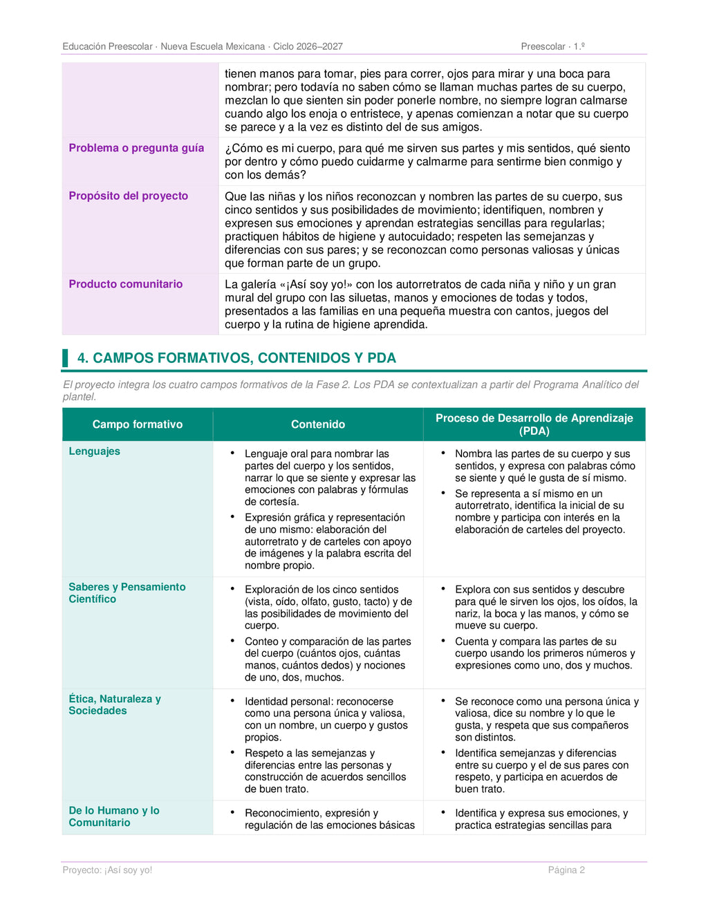 PLANEACIONES PREESCOLAR 1ER GRADO - CICLO ESCOLAR 2026-2027
