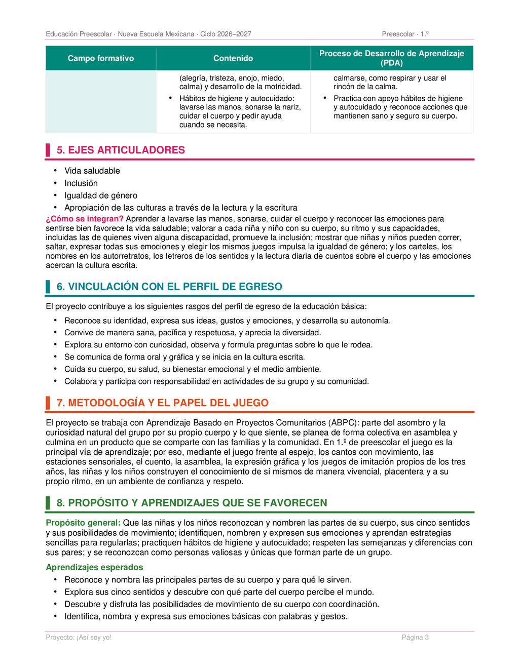 PLANEACIONES PREESCOLAR 1ER GRADO - CICLO ESCOLAR 2026-2027