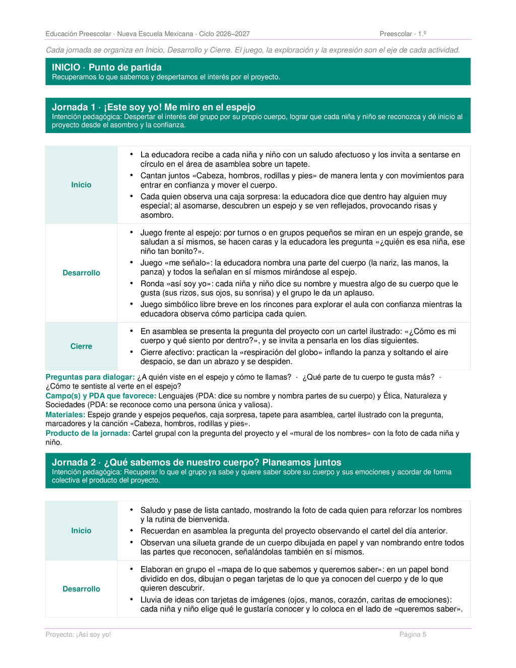 PLANEACIONES PREESCOLAR 1ER GRADO - CICLO ESCOLAR 2026-2027