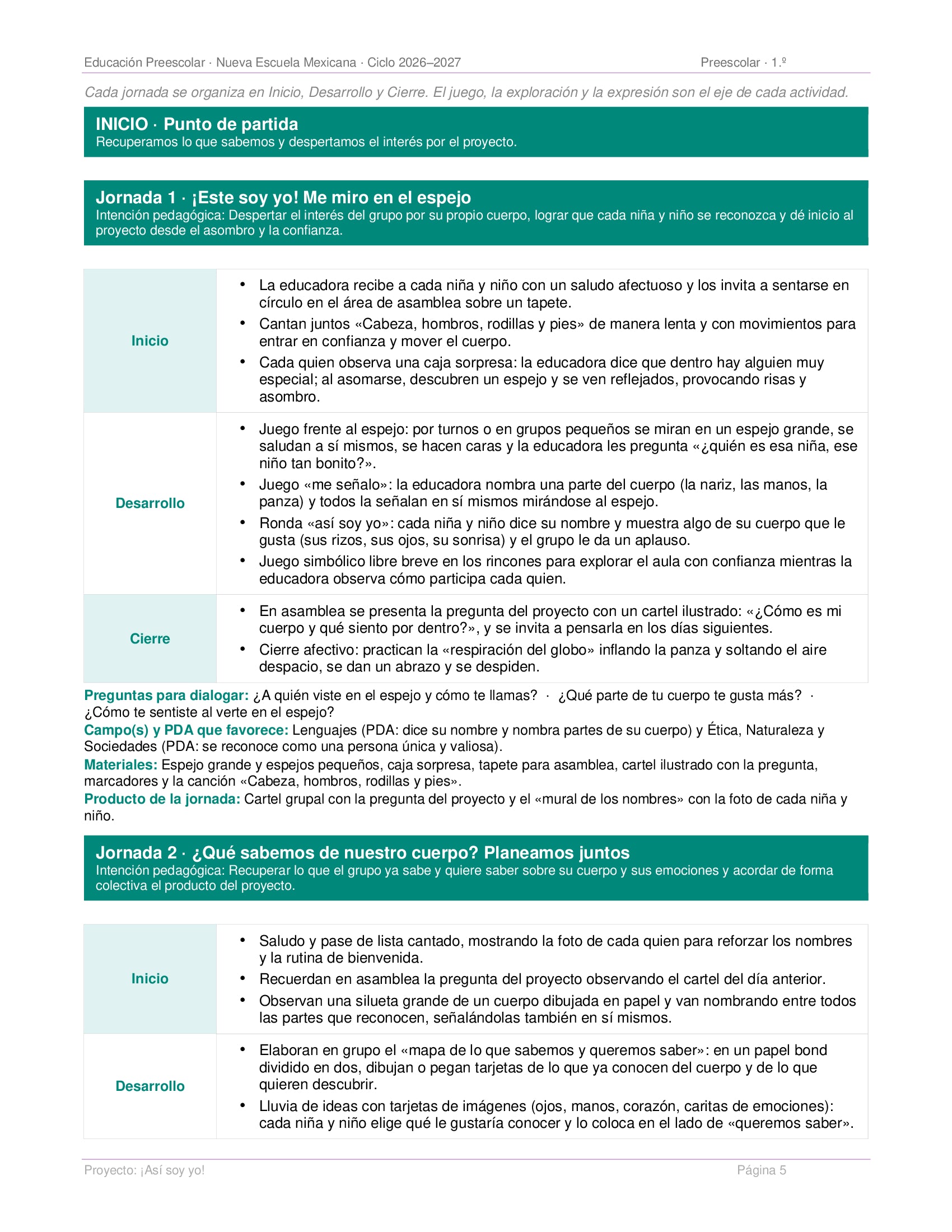 PLANEACIONES PREESCOLAR 1ER GRADO - CICLO ESCOLAR 2026-2027