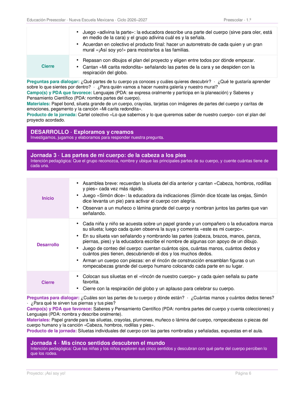 PLANEACIONES PREESCOLAR 1ER GRADO - CICLO ESCOLAR 2026-2027