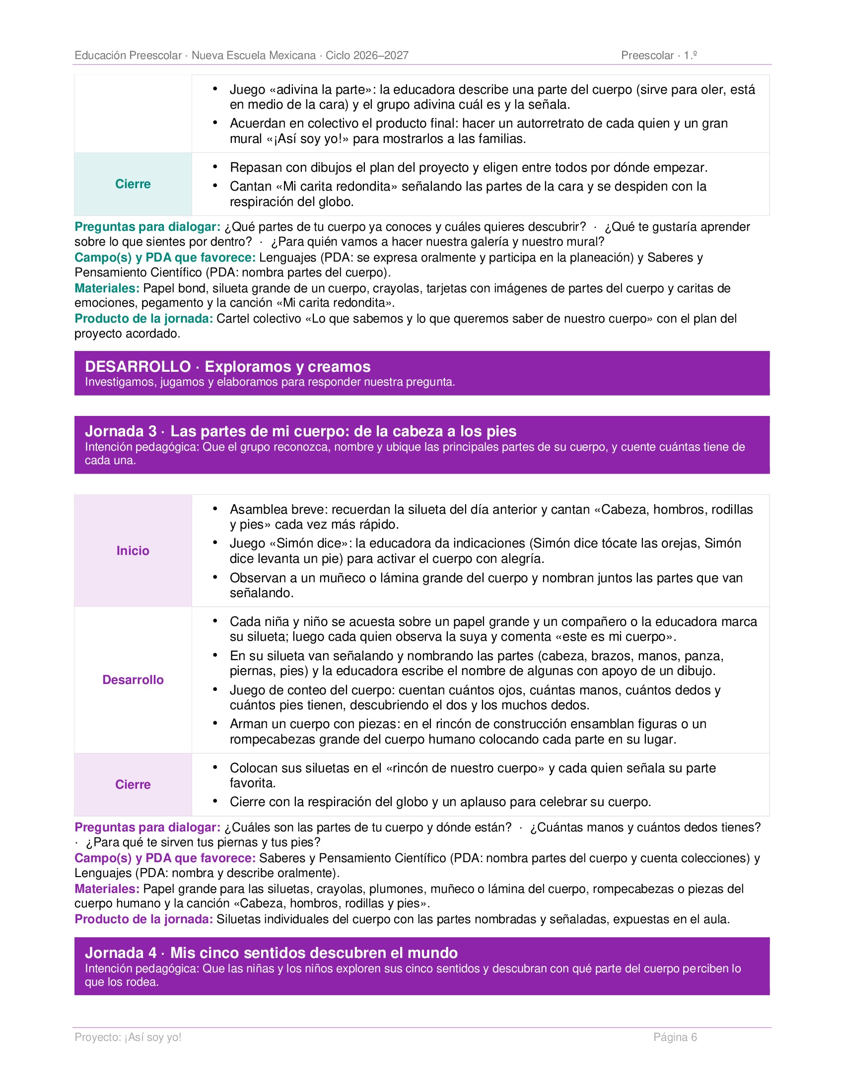 PLANEACIONES PREESCOLAR 1ER GRADO - CICLO ESCOLAR 2026-2027