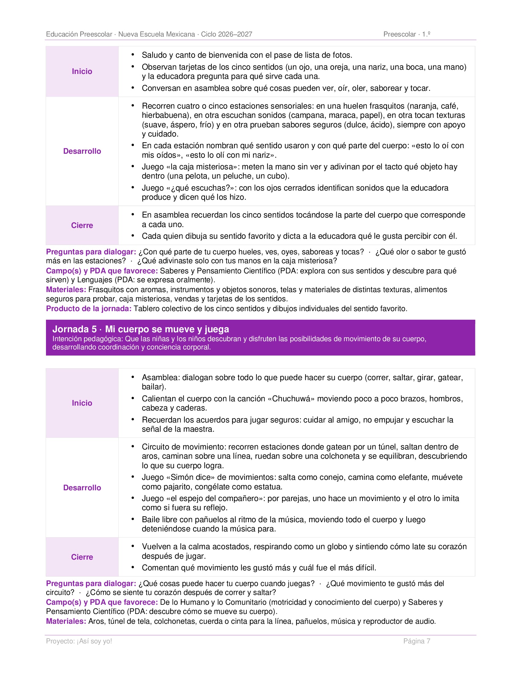 PLANEACIONES PREESCOLAR 1ER GRADO - CICLO ESCOLAR 2026-2027