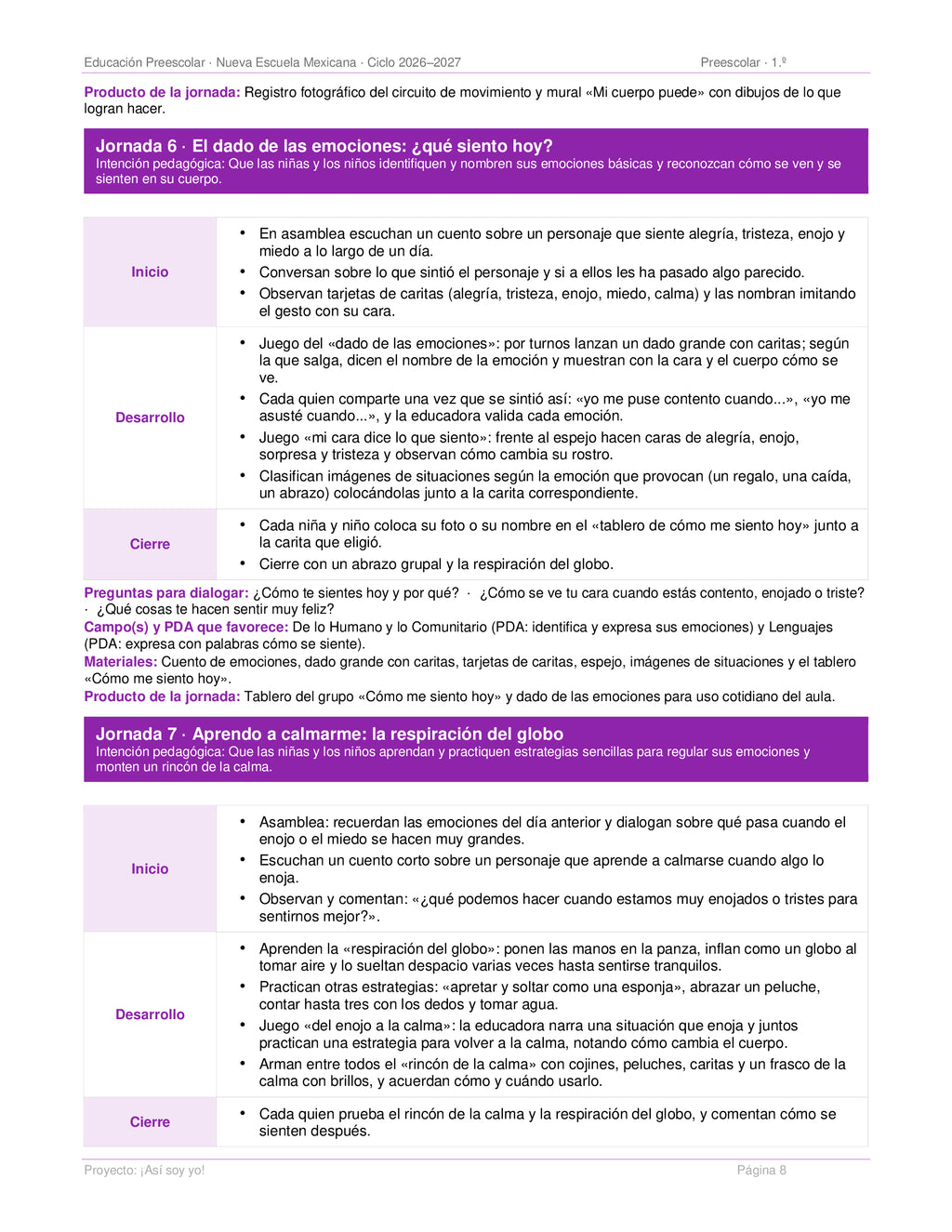 PLANEACIONES PREESCOLAR 1ER GRADO - CICLO ESCOLAR 2026-2027