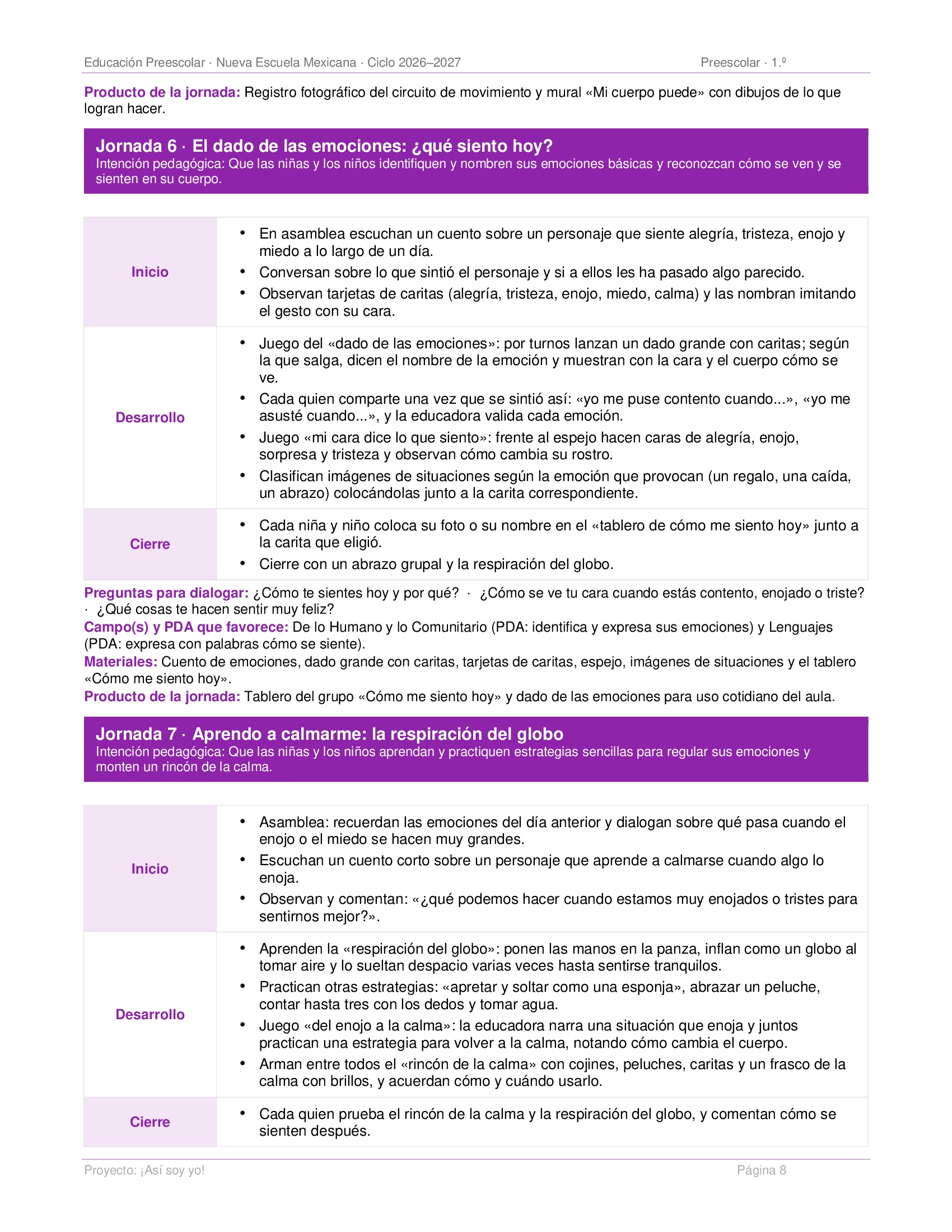 PLANEACIONES PREESCOLAR 1ER GRADO - CICLO ESCOLAR 2026-2027