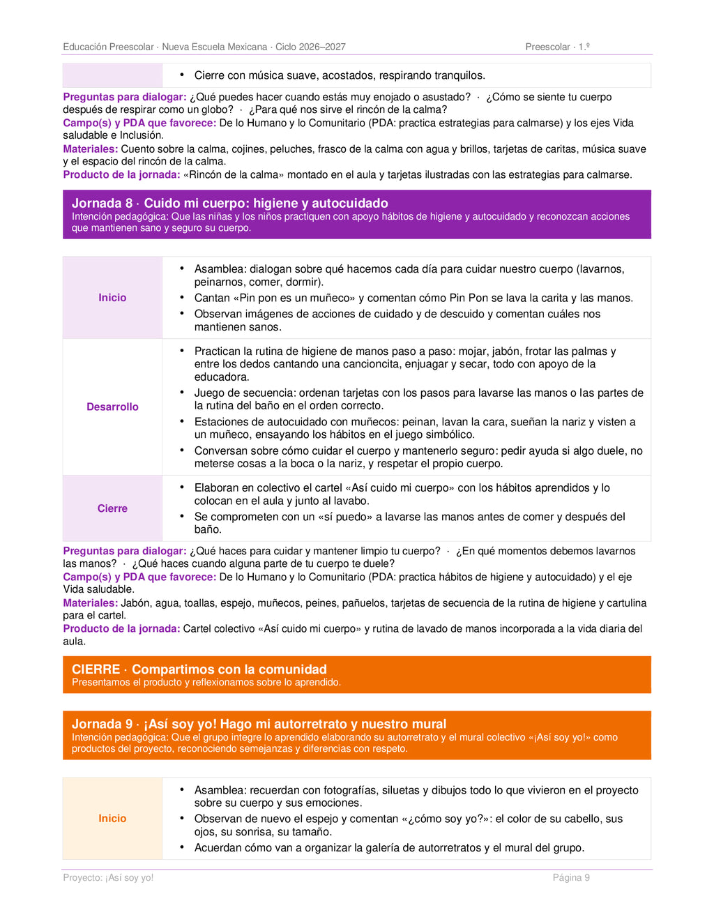 PLANEACIONES PREESCOLAR 1ER GRADO - CICLO ESCOLAR 2026-2027