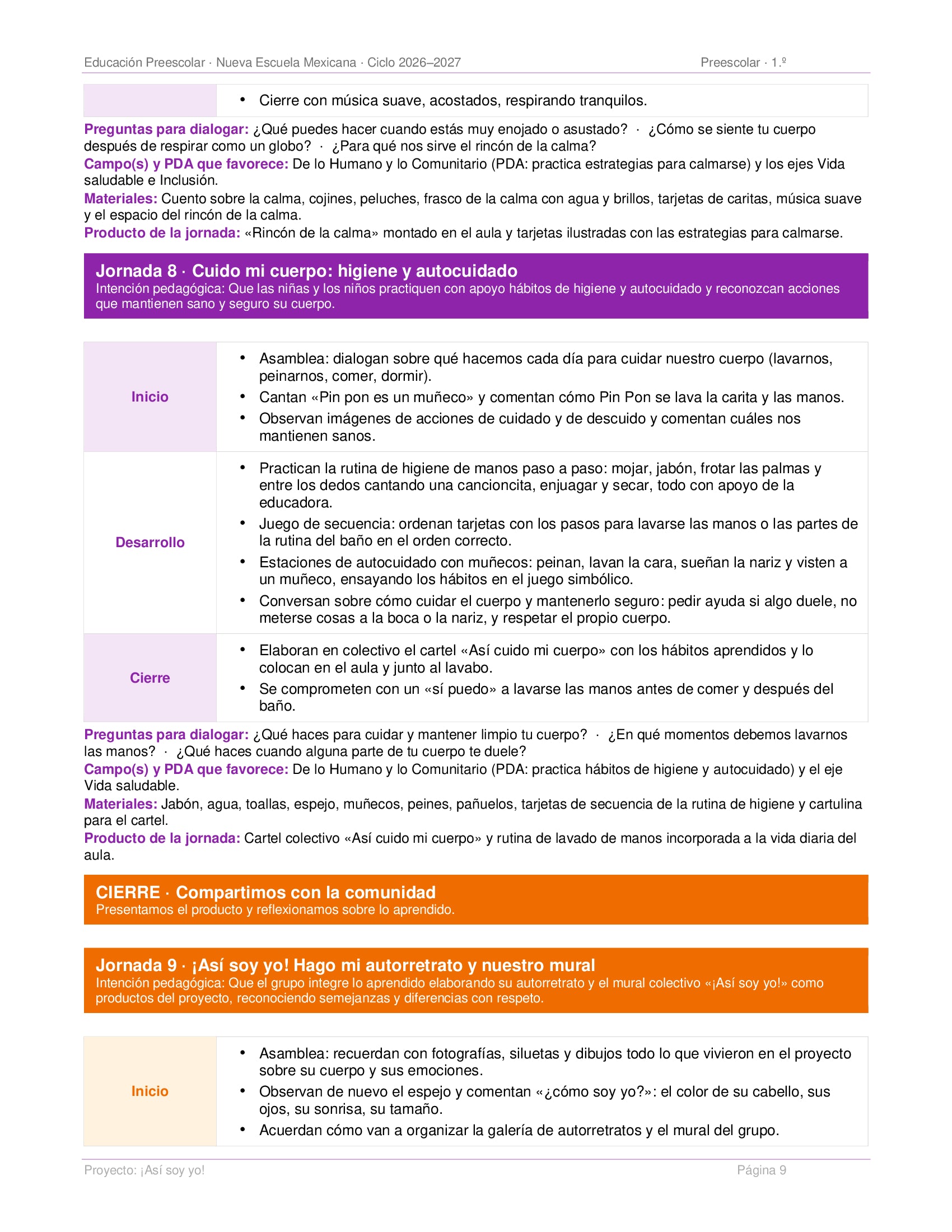 PLANEACIONES PREESCOLAR 1ER GRADO - CICLO ESCOLAR 2026-2027
