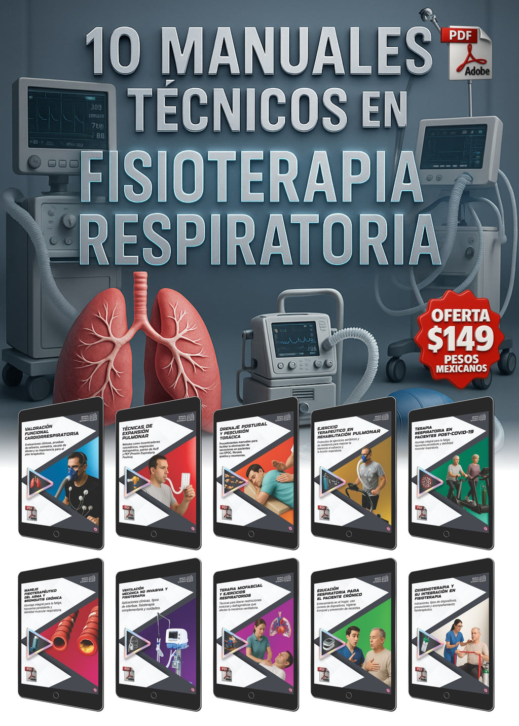 10 Manuales Técnicos en Fisioterapia Respiratoria