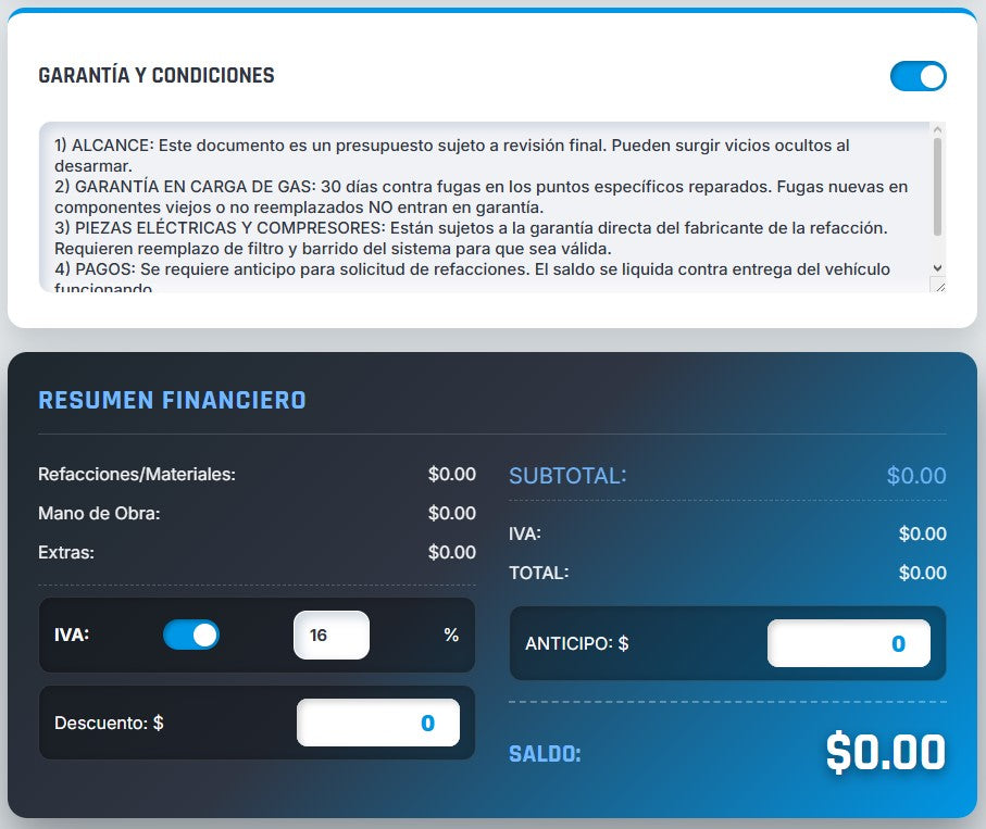 PRESUPUESTO PRO | AIRE ACONDICIONADO - AUTOMOTRIZ