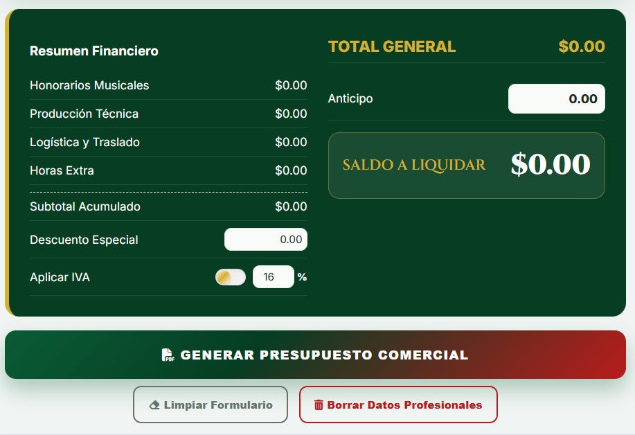 PRESUPUESTO PRO | BANDAS & AGRUPACIONES