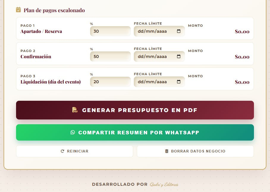 PRESUPUESTO PRO | CATERING & BANQUETES