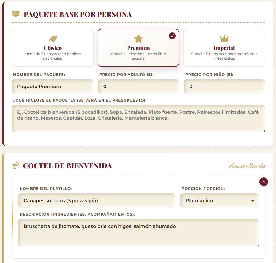 PRESUPUESTO PRO | CATERING & BANQUETES