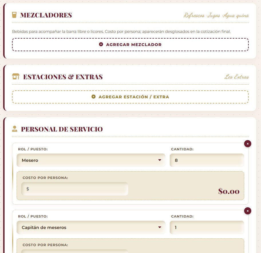 PRESUPUESTO PRO | CATERING & BANQUETES
