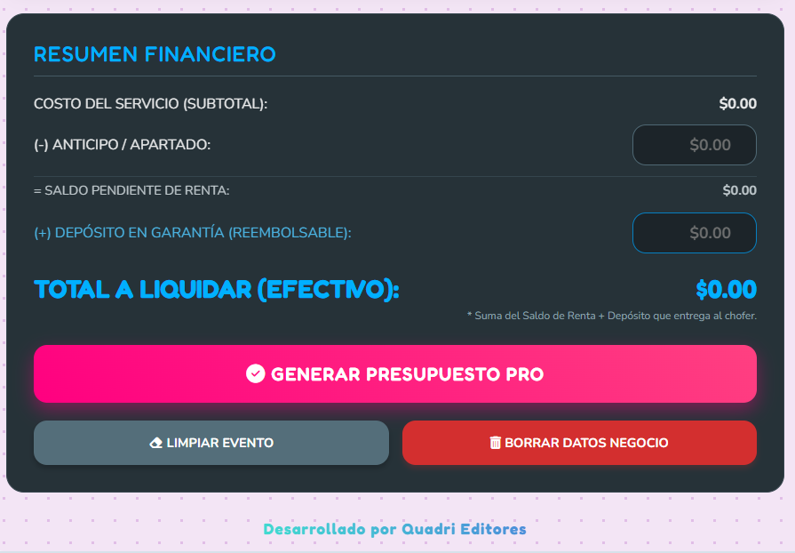 PRESUPUESTO PRO – INFLABLES Y BRINCOLINES