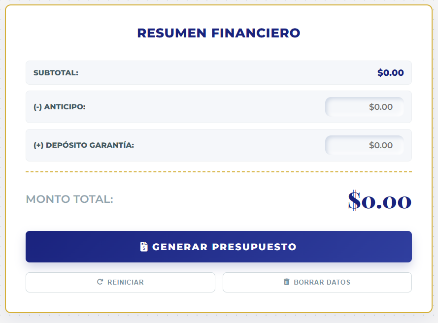 PRESUPUESTO PRO | RENTA DE MOBILIARIO PARA EVENTOS