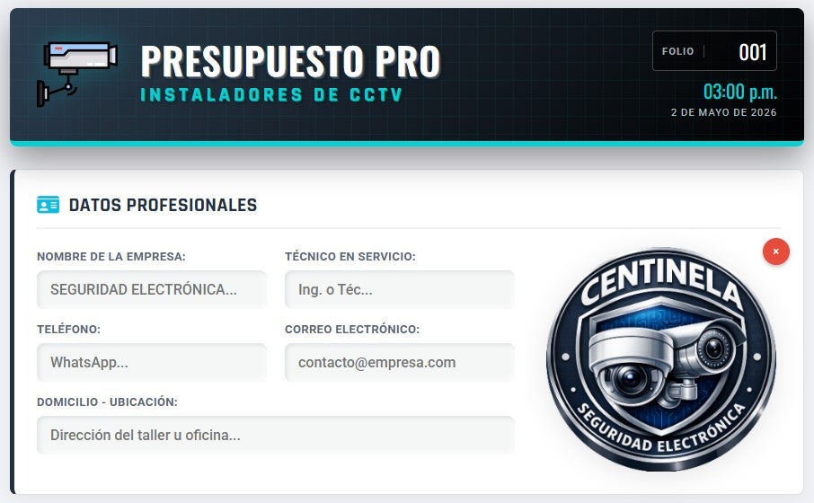 Presupuesto PRO | CCTV - INSTALADORES DE CÁMARAS