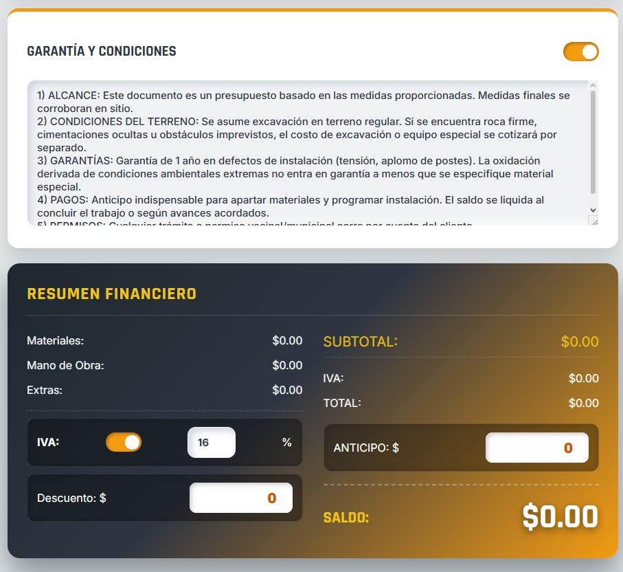 Presupuesto PRO | CERCAS & ALAMBRADOS