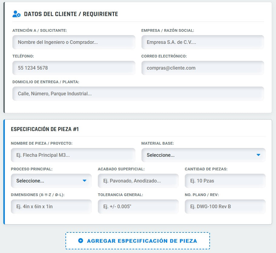 Presupuesto PRO | MAQUINADO CNC