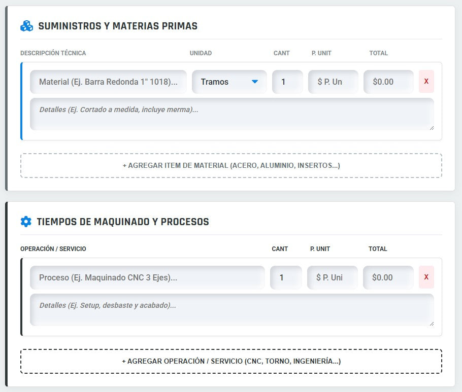 Presupuesto PRO | MAQUINADO CNC