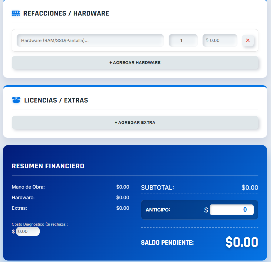Presupuesto PRO | Técnicos en Reparación de Computadoras