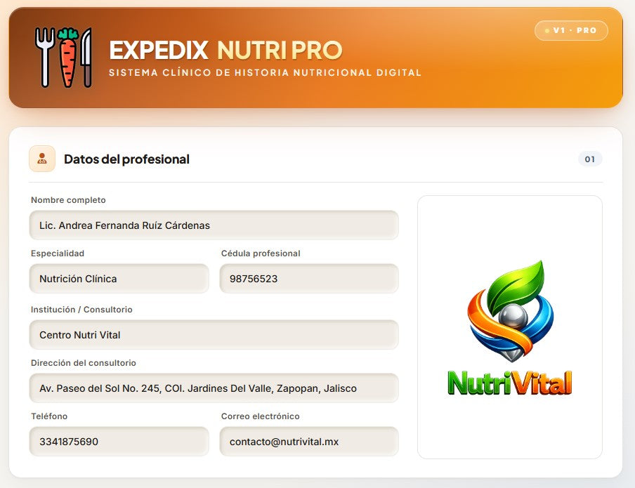 EXPEDIX | HISTORIA CLÍNICA DE NUTRICIÓN