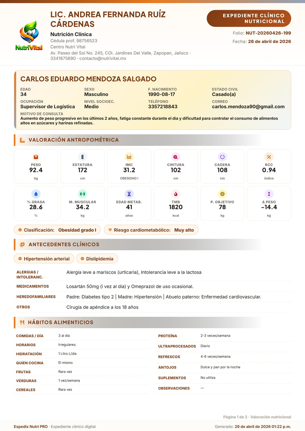 EXPEDIX | HISTORIA CLÍNICA DE NUTRICIÓN