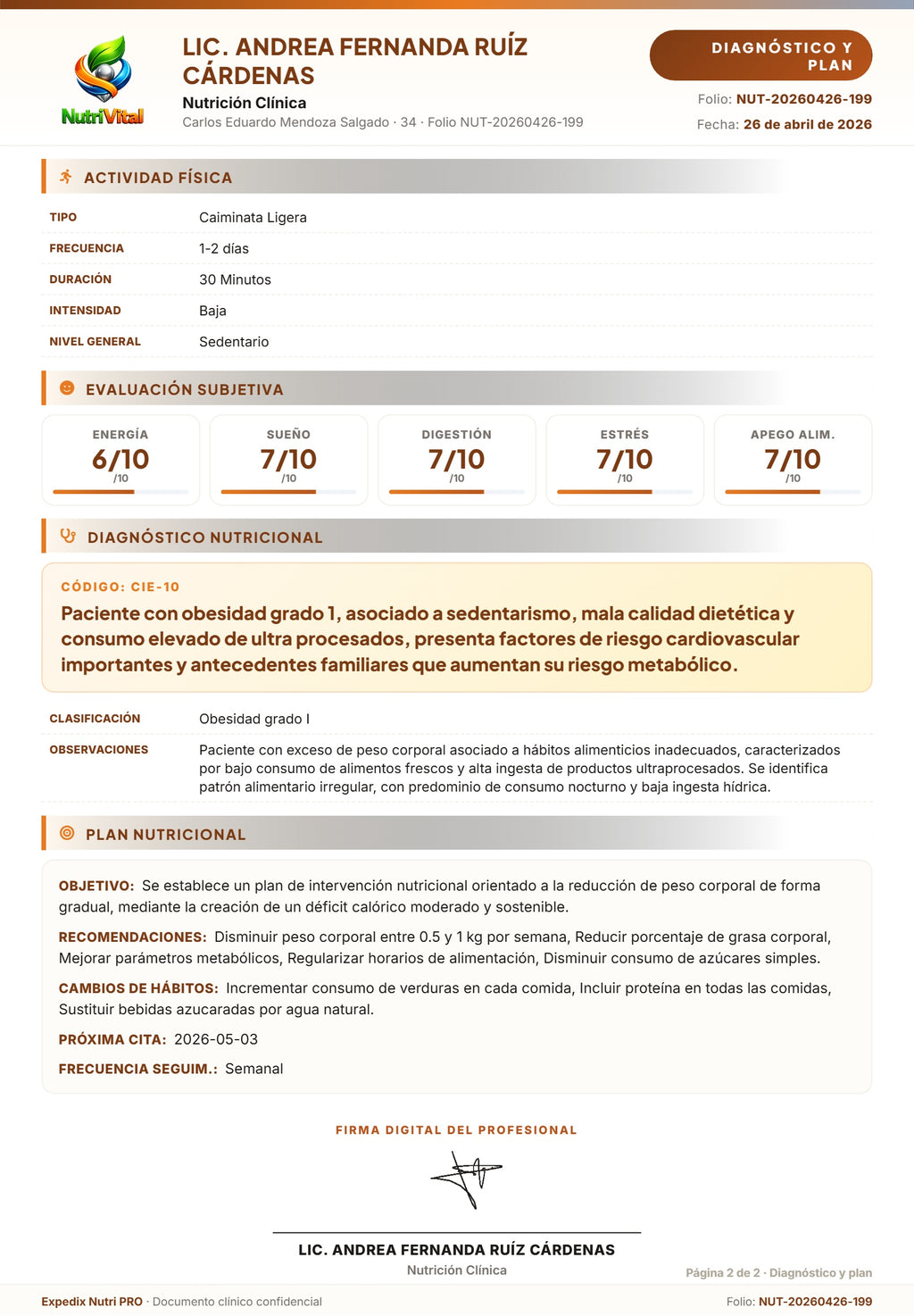 EXPEDIX | HISTORIA CLÍNICA DE NUTRICIÓN