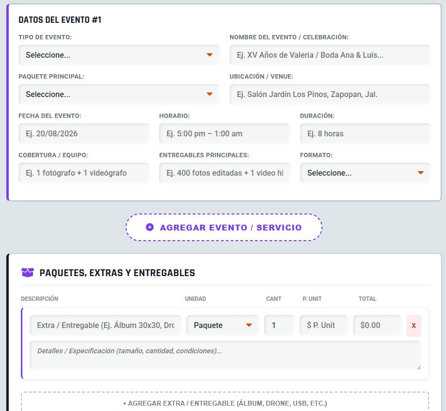 PRESUPUESTO PRO | FOTÓGRAFÍA & VIDEO