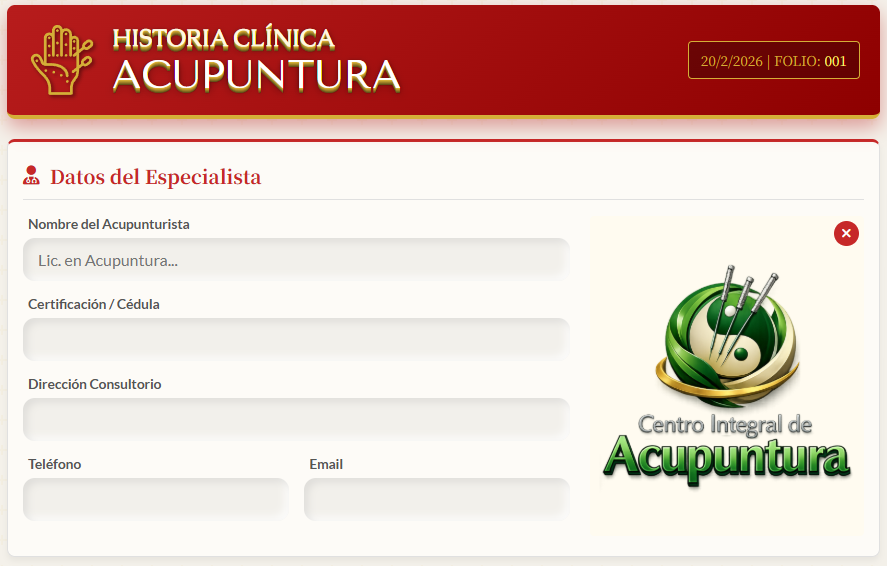 Historia Clínica Acupuntura | Versión Digital