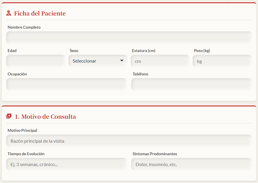 Historia Clínica Acupuntura | Versión Digital