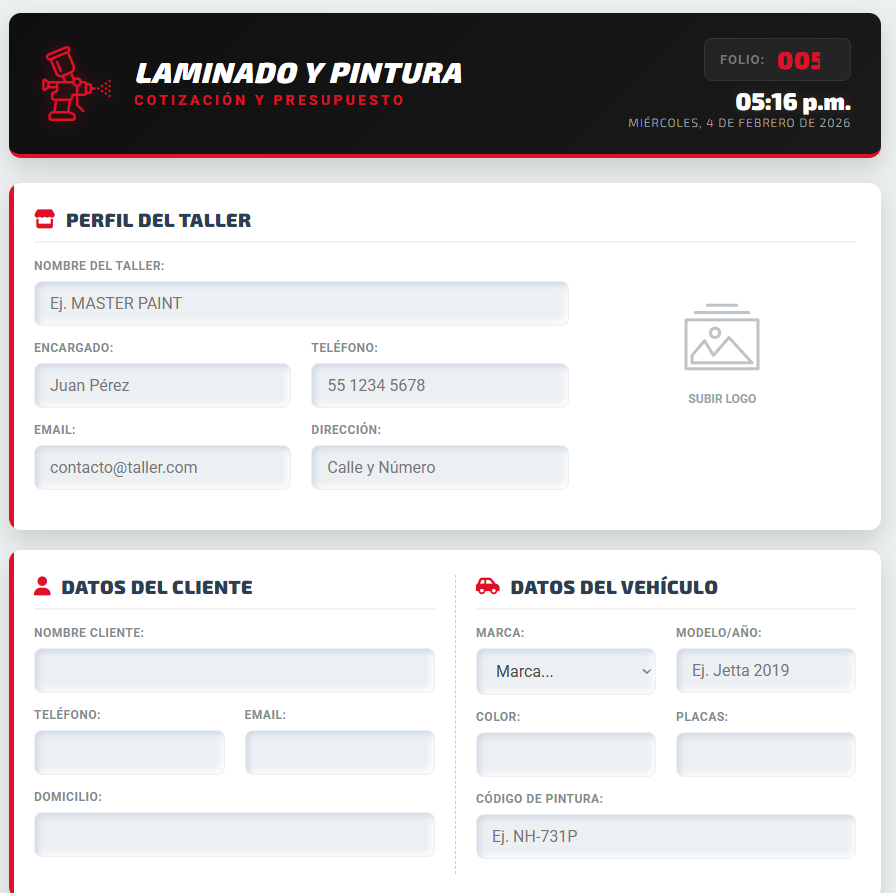 PRESUPUESTO PRO | LAMINADO & PINTURA