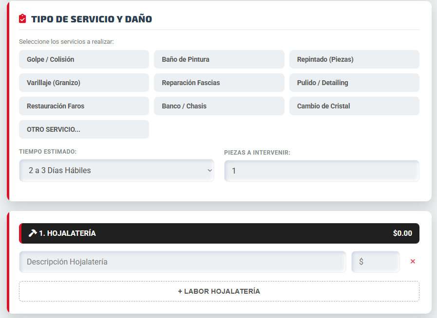 PRESUPUESTO PRO | LAMINADO & PINTURA