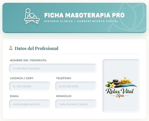 FICHA MASOTERAPIA PRO | HISTORIA CLÍNICA MASAJES