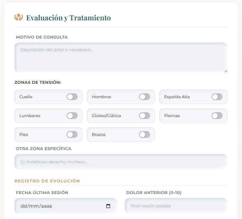 FICHA MASOTERAPIA PRO | HISTORIA CLÍNICA MASAJES