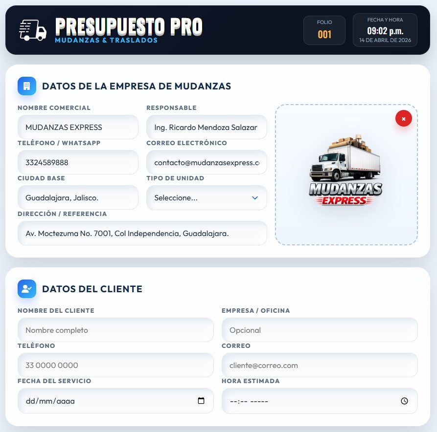 PRESUPUESTO PRO | MUDANZAS & TRASLADOS