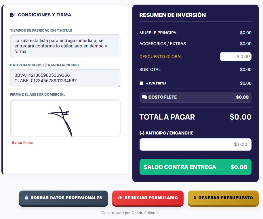 PRESUPUESTO PRO | MUEBLERÍAS