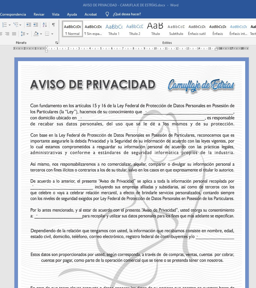 Formatos Imprimibles - Camuflaje de Estrías