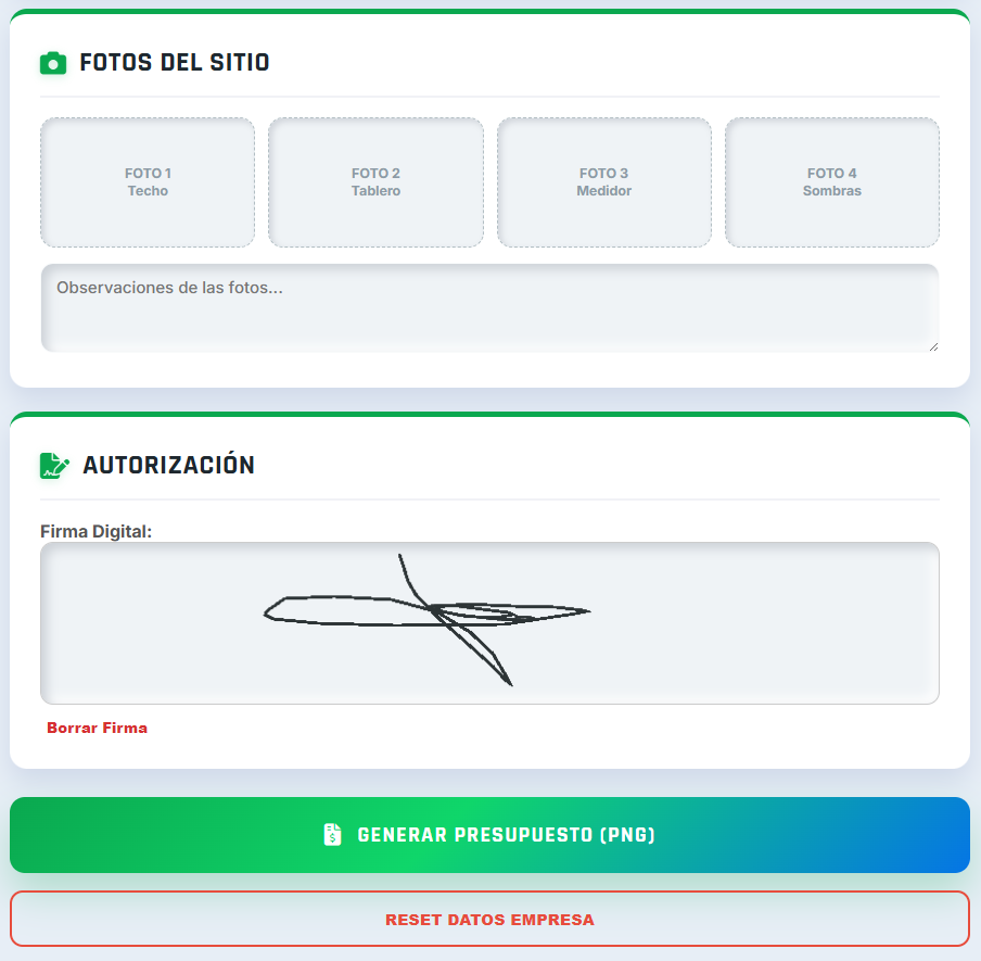 PRESUPUESTO PRO - TÉCNICO EN PANELES SOLARES