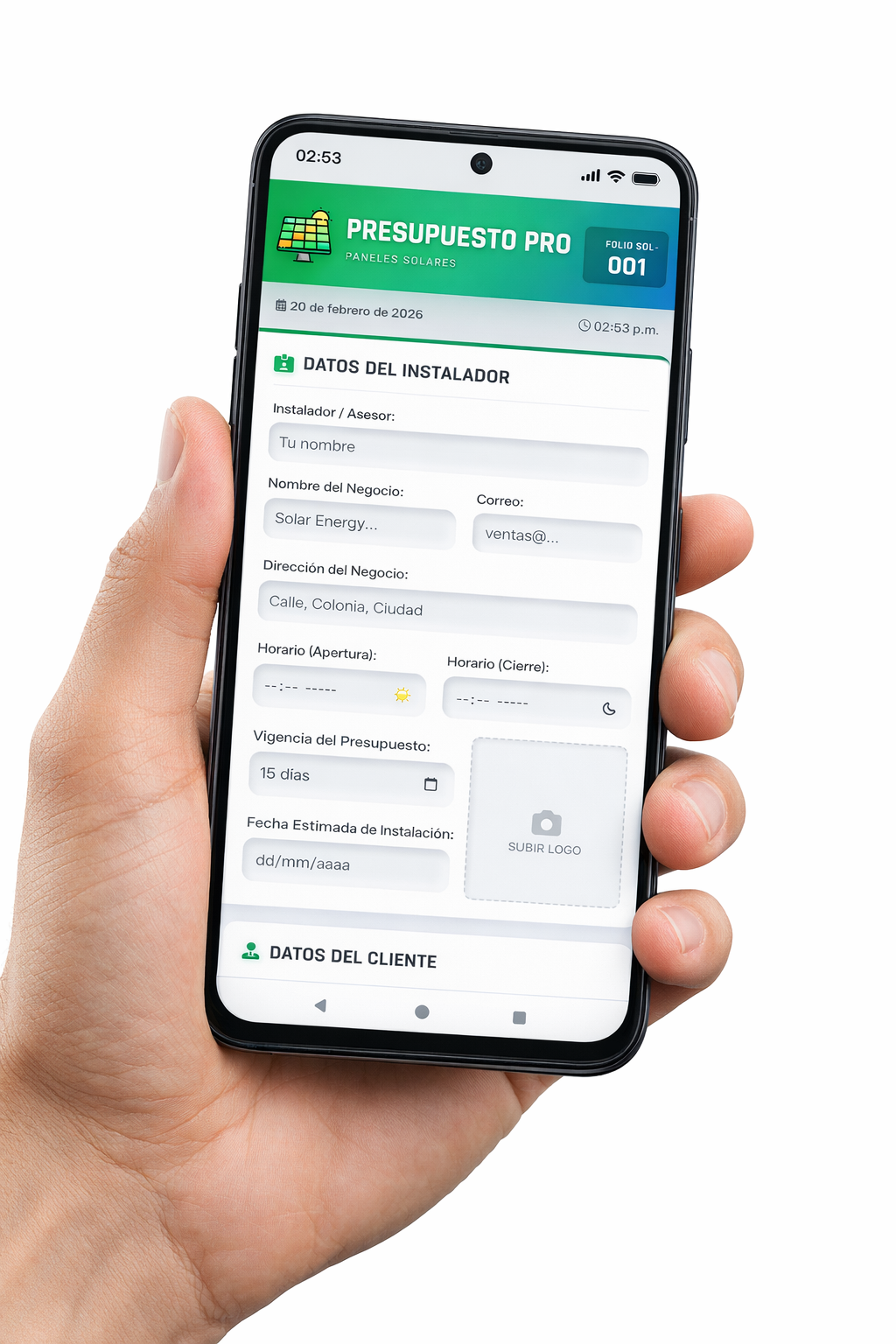 PRESUPUESTO PRO - TÉCNICO EN PANELES SOLARES