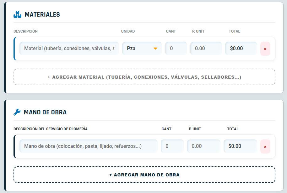 PRESUPUESTO PRO - PLOMERÍA & FONTANERÍA