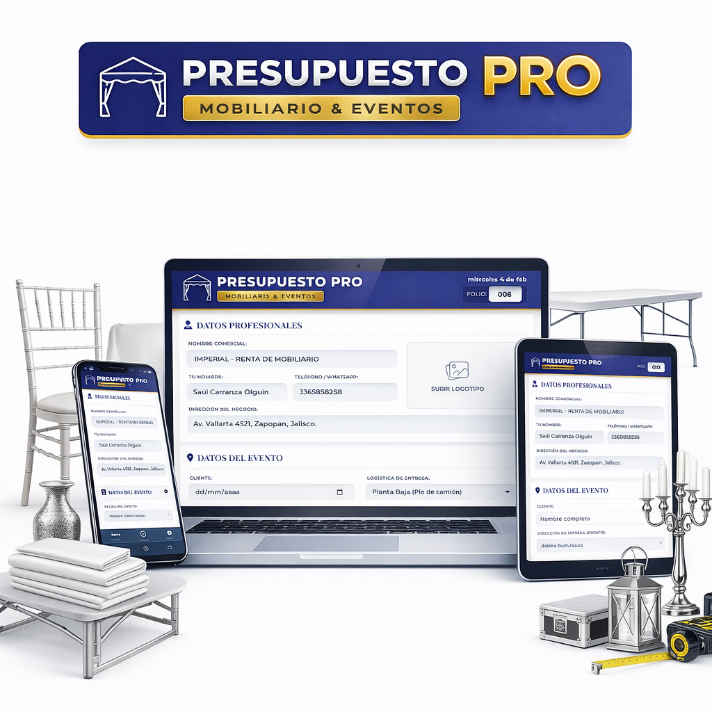 PRESUPUESTO PRO | RENTA DE MOBILIARIO PARA EVENTOS