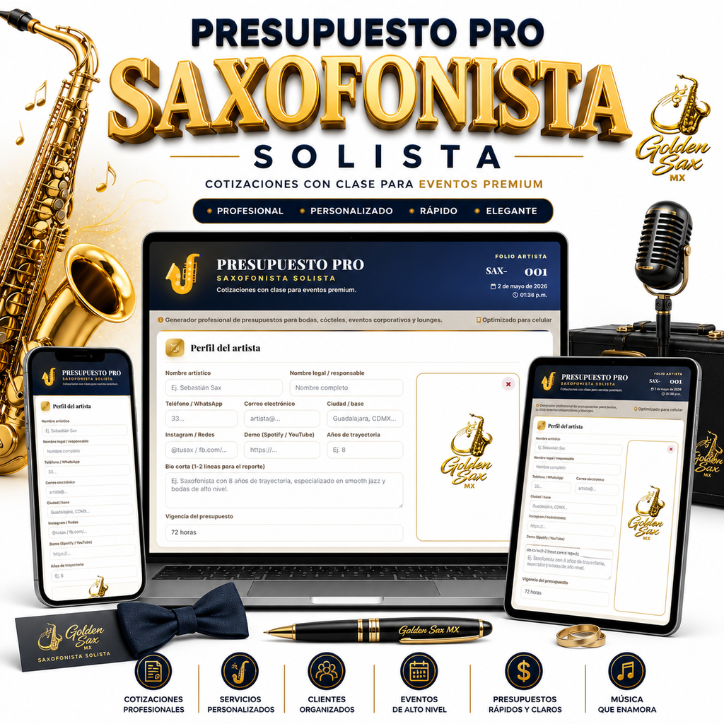 PRESUPUESTO PRO | SAXOFONISTA - SOLISTA
