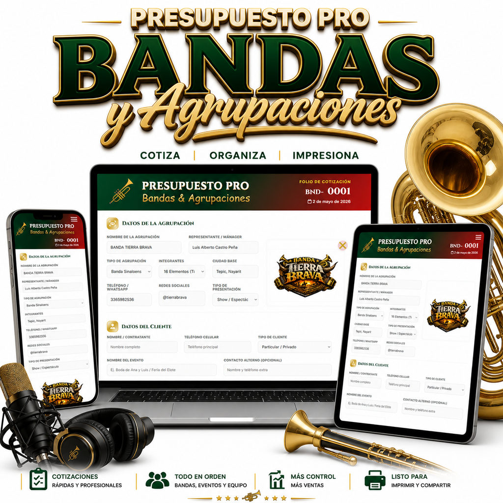 PRESUPUESTO PRO | BANDAS & AGRUPACIONES