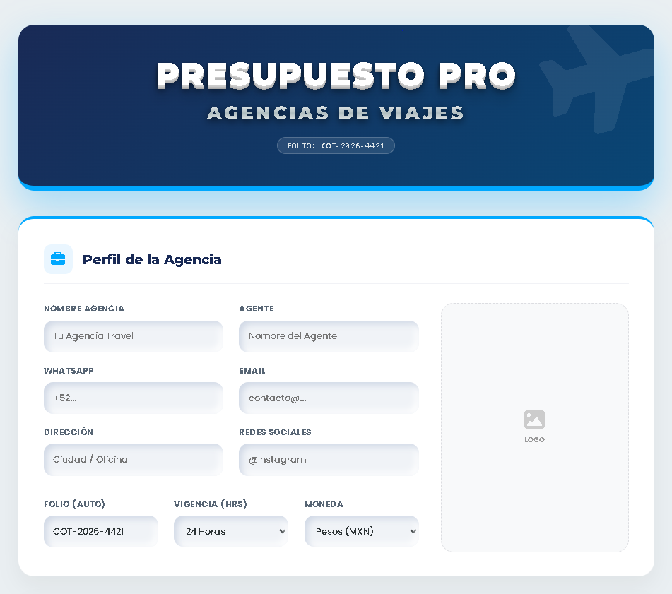 PRESUPUESTO PRO | AGENCIA DE VIAJES
