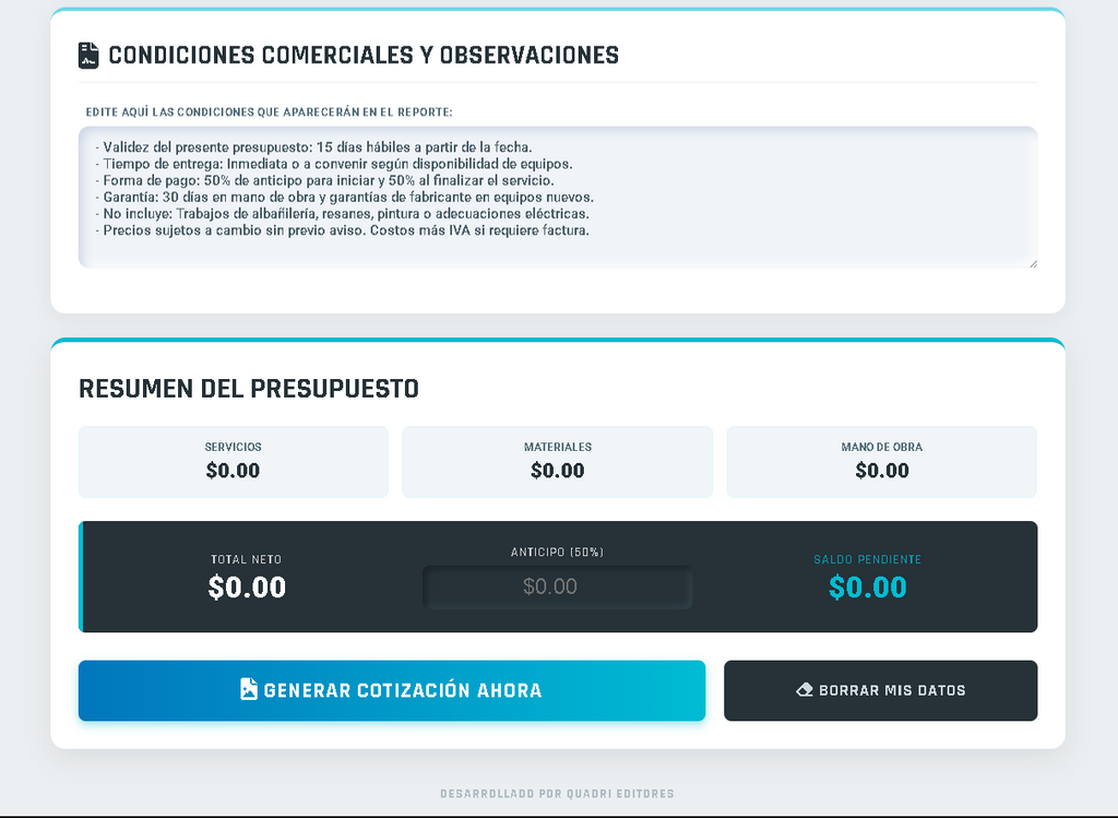 PRESUPUESTO PRO - CLIMATIZACIÓN Y AIRE ACONDICIONADO