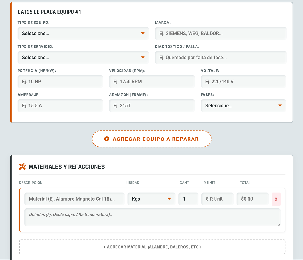 PRESUPUESTO PRO | EMBOBINADO DE MOTORES