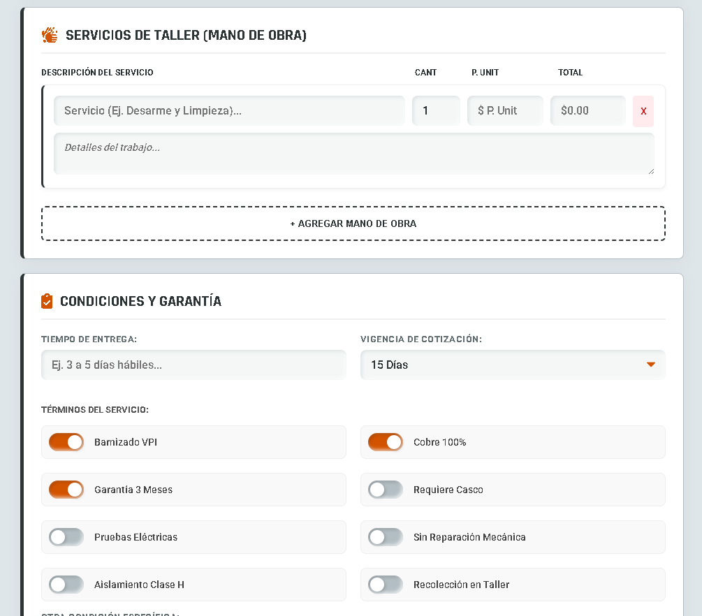 PRESUPUESTO PRO | EMBOBINADO DE MOTORES