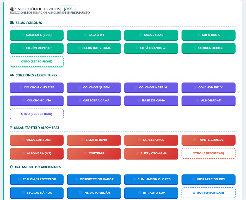 PRESUPUESTO PRO - LAVADO DE TAPICERÍA Y ALFOMBRAS